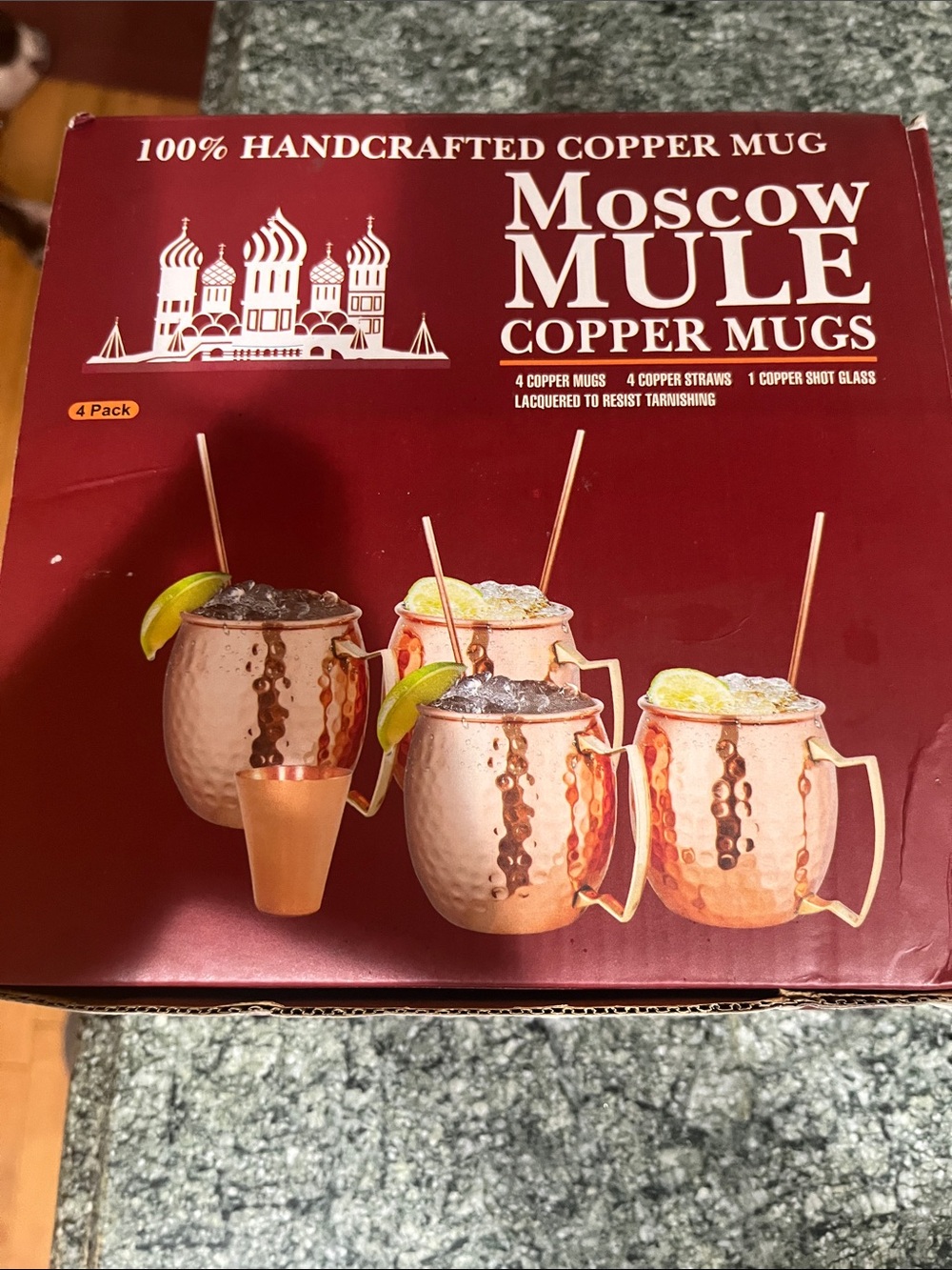 Moscow Mule Copper Mugs - Handcrafted Copper Finish (Set of 4)